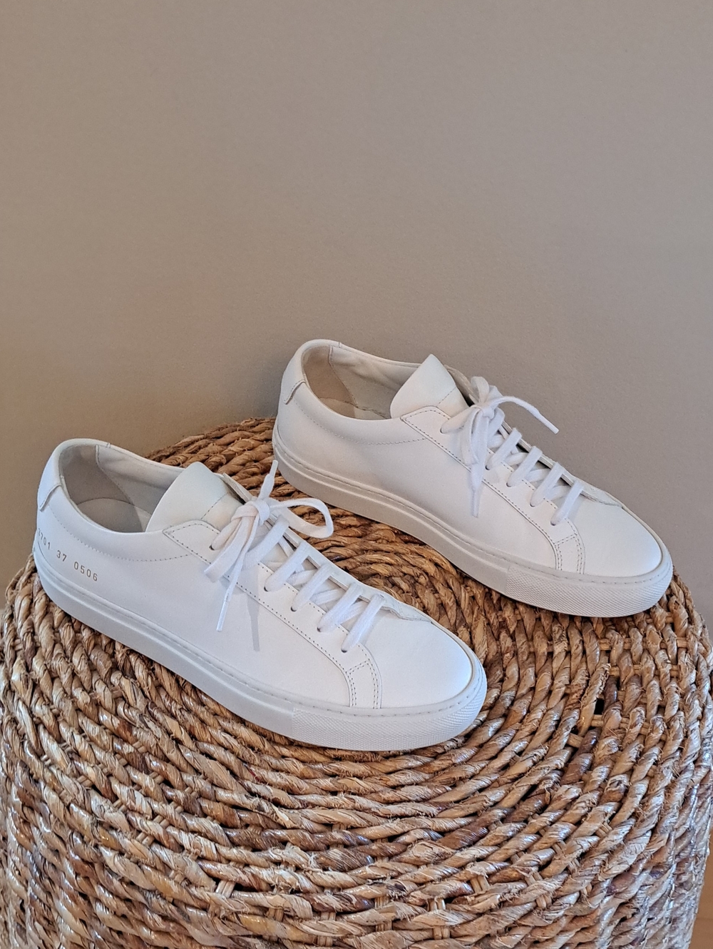 Woman By Common Projects Womens Achilles Luxury White Leather Sneakers 37/7.5